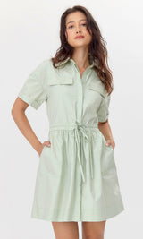 Rita Poplin Waist Tie Shirt Dress