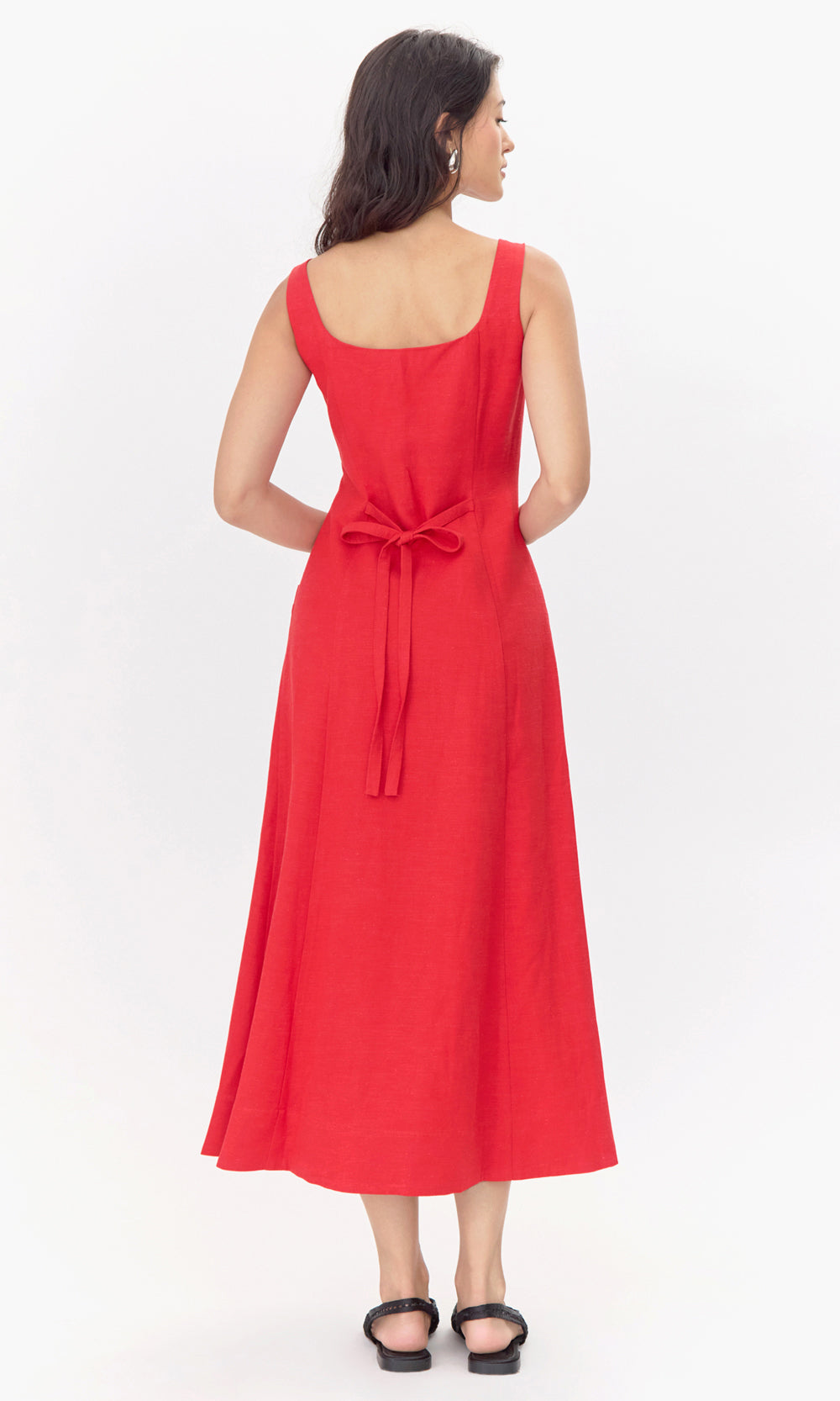 Marjorie Tie Linen Midi Dress