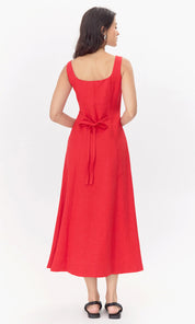 Marjorie Tie Linen Midi Dress