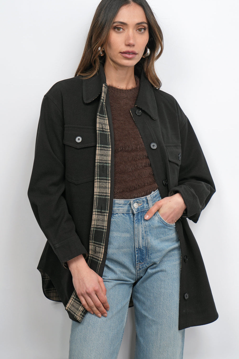 Aly Glen Plaid Cozy Soft Shirt Jacket