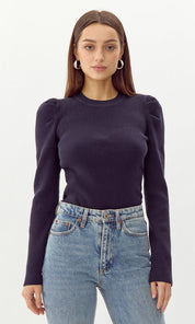 Felina Puff Sleeve Ribbed Knit Top