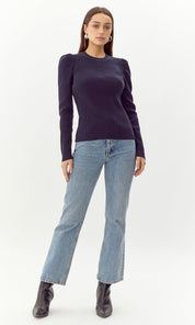 Felina Puff Sleeve Ribbed Knit Top