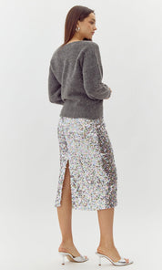 Lacey Sequins Midi Skirt
