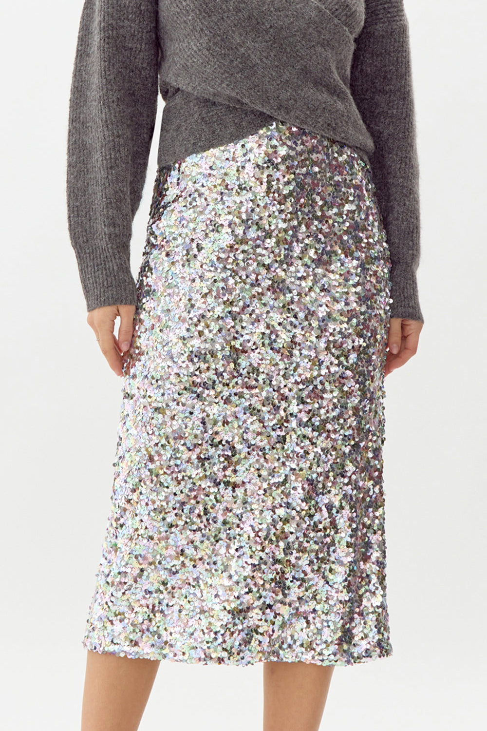 Lacey Sequins Midi Skirt
