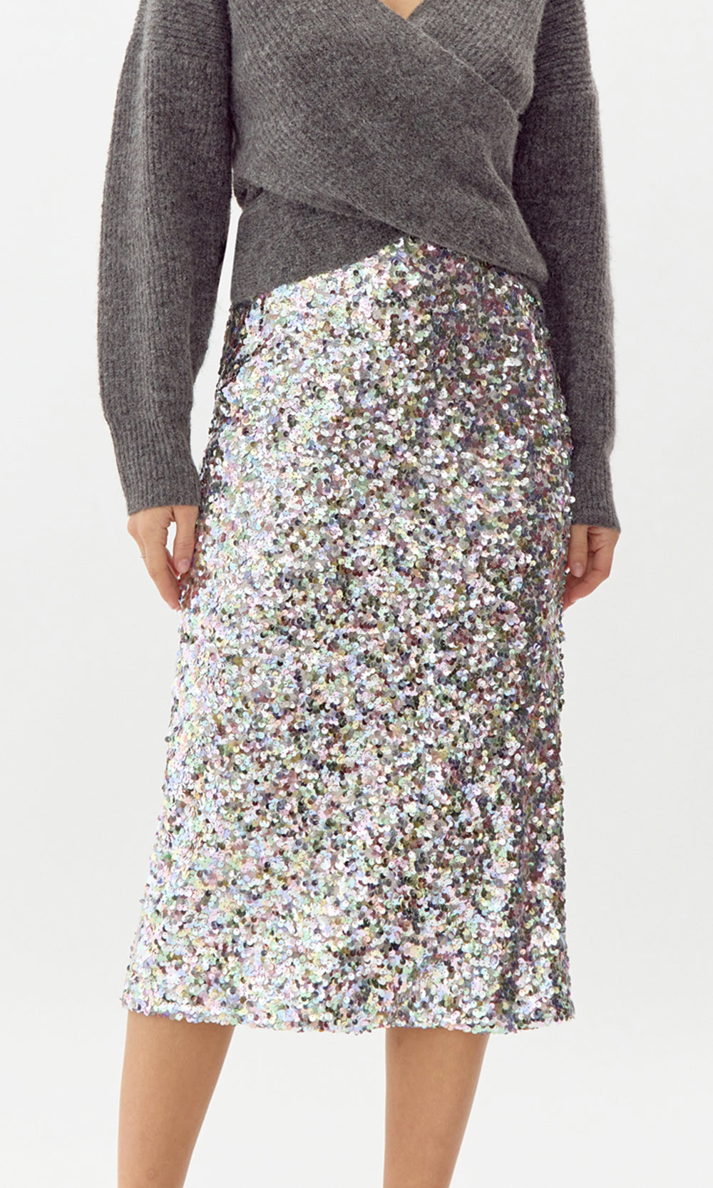 Lacey Sequins Midi Skirt