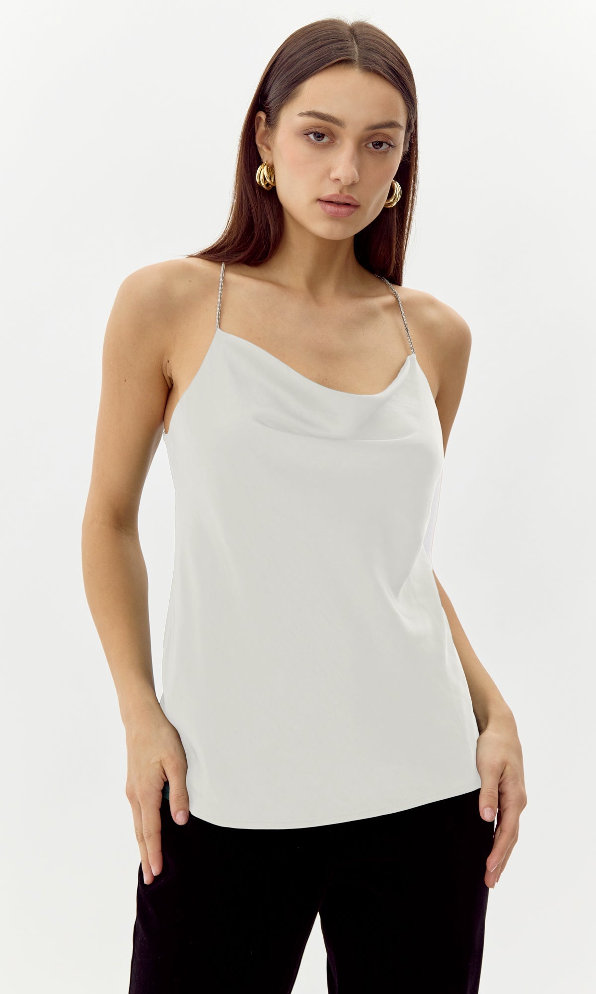 Kansas Jeweled Cowl Cami Top