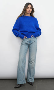Larson Cozy Fuzzy Blue Sweater