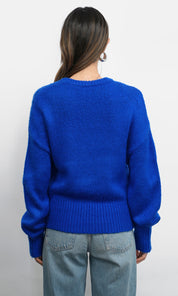 Larson Cozy Fuzzy Blue Sweater