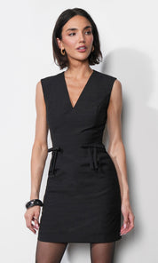Olivia Textured Jacquard Mini Dress W/ Bow
