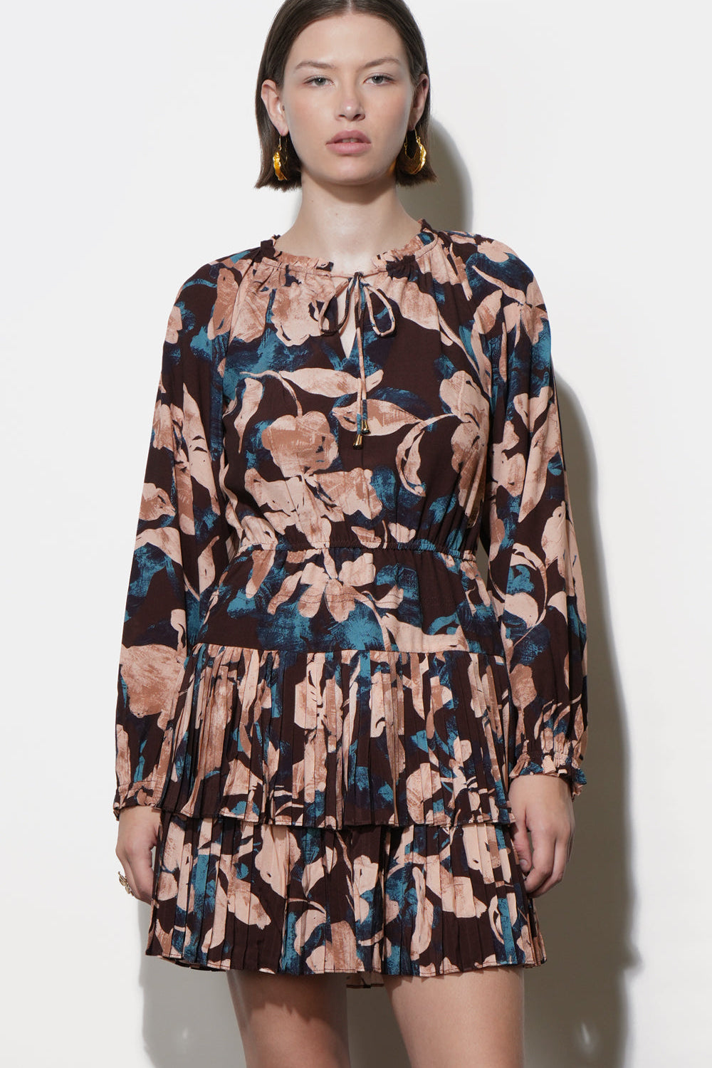 Astrid Floral Pleated Mini Dress