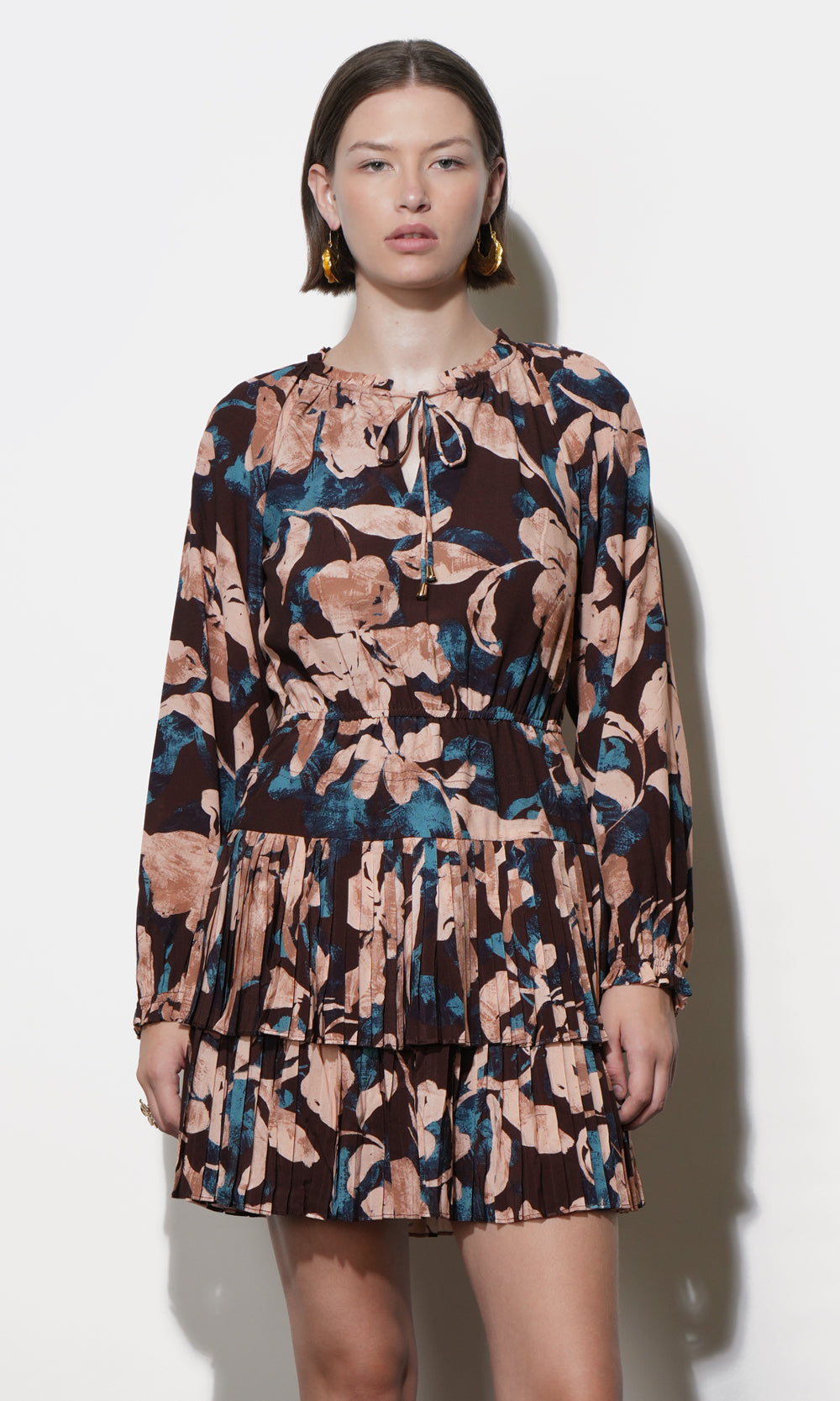 Astrid Floral Pleated Mini Dress