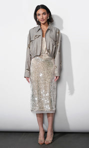 Brielle Zip Up Sequin Embroidered Jacket