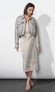 Brielle Zip Up Sequin Embroidered Jacket