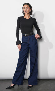Audrey Ribbed Knit Bubble Cuff Top