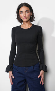 Audrey Ribbed Knit Bubble Cuff Top