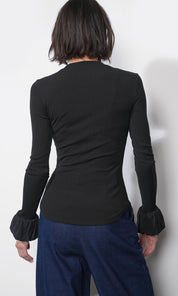 Audrey Ribbed Knit Bubble Cuff Top