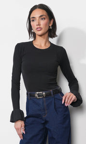 Audrey Ribbed Knit Bubble Cuff Top