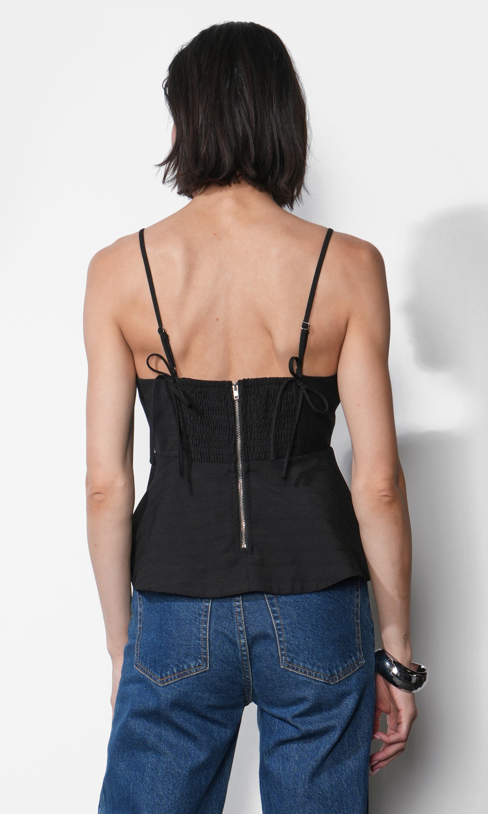Everly Textured Jacquard Babydoll Cami W/ Bow