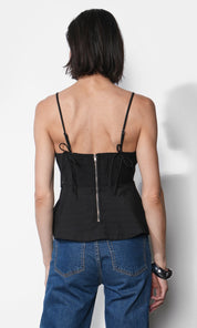 Everly Textured Jacquard Babydoll Cami W/ Bow
