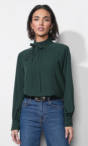 Liv Mock Neck Tie Blouse