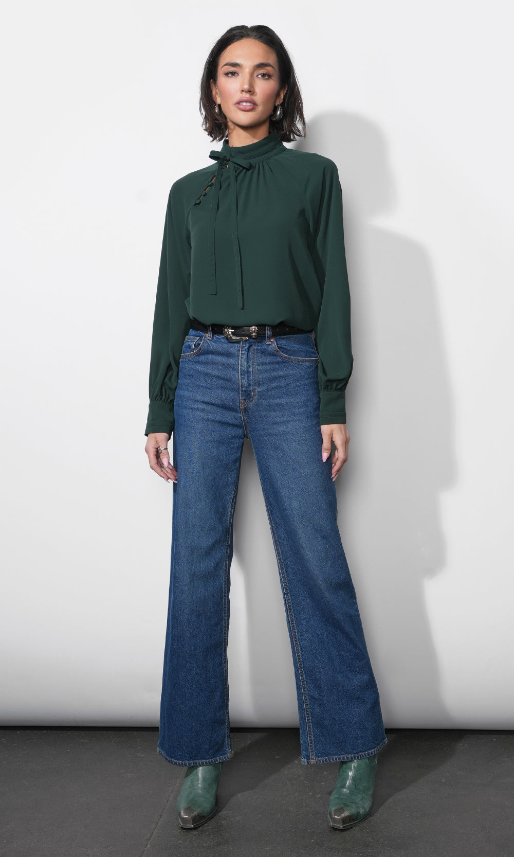 Liv Mock Neck Tie Blouse