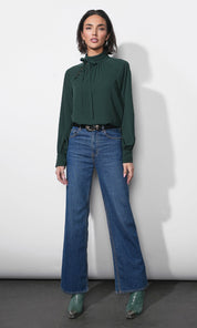 Liv Mock Neck Tie Blouse