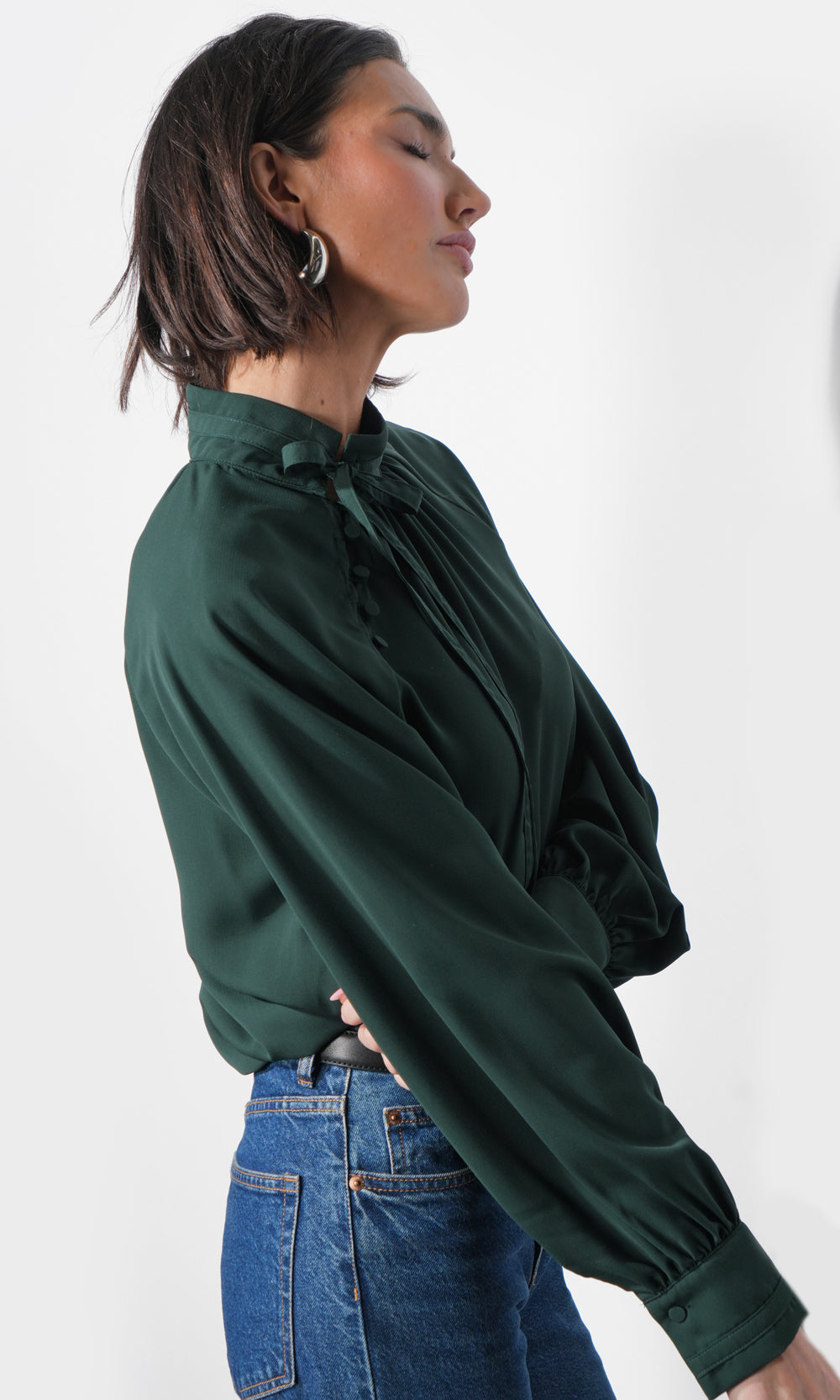 Liv Mock Neck Tie Blouse