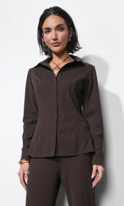 Margot Button Up Rib Knit Top