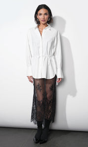 Charlotte Longline Oversized Button Up Shirt w/ Removable Tie