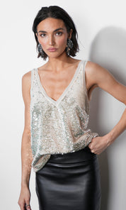 Ivy V-neck Velvet Sequin Top