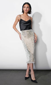 Gianna Velvet Sequin Midi Skirt