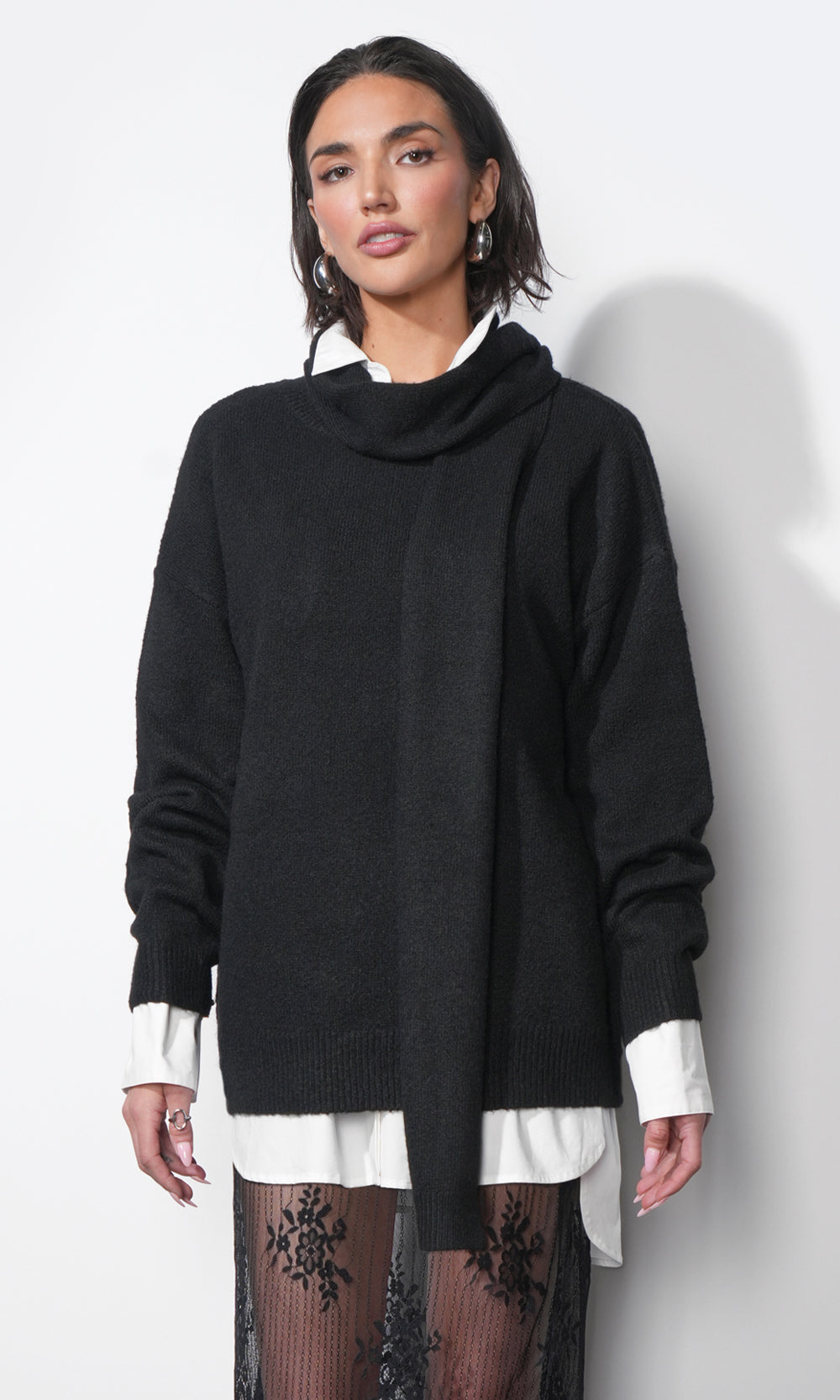 Kit Soft Crew Neck Sweater W/ Removable Scarf