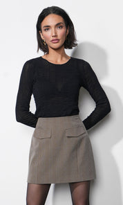 Freya Sheer Textured Mesh Long Sleeve Top