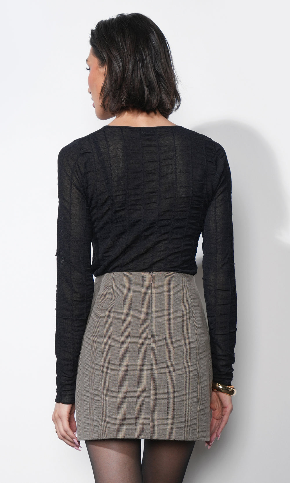 Freya Sheer Textured Mesh Long Sleeve Top