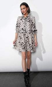 Elsa Button Down Mini Dress w/ Piping
