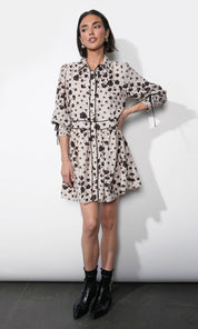 Elsa Button Down Mini Dress w/ Piping