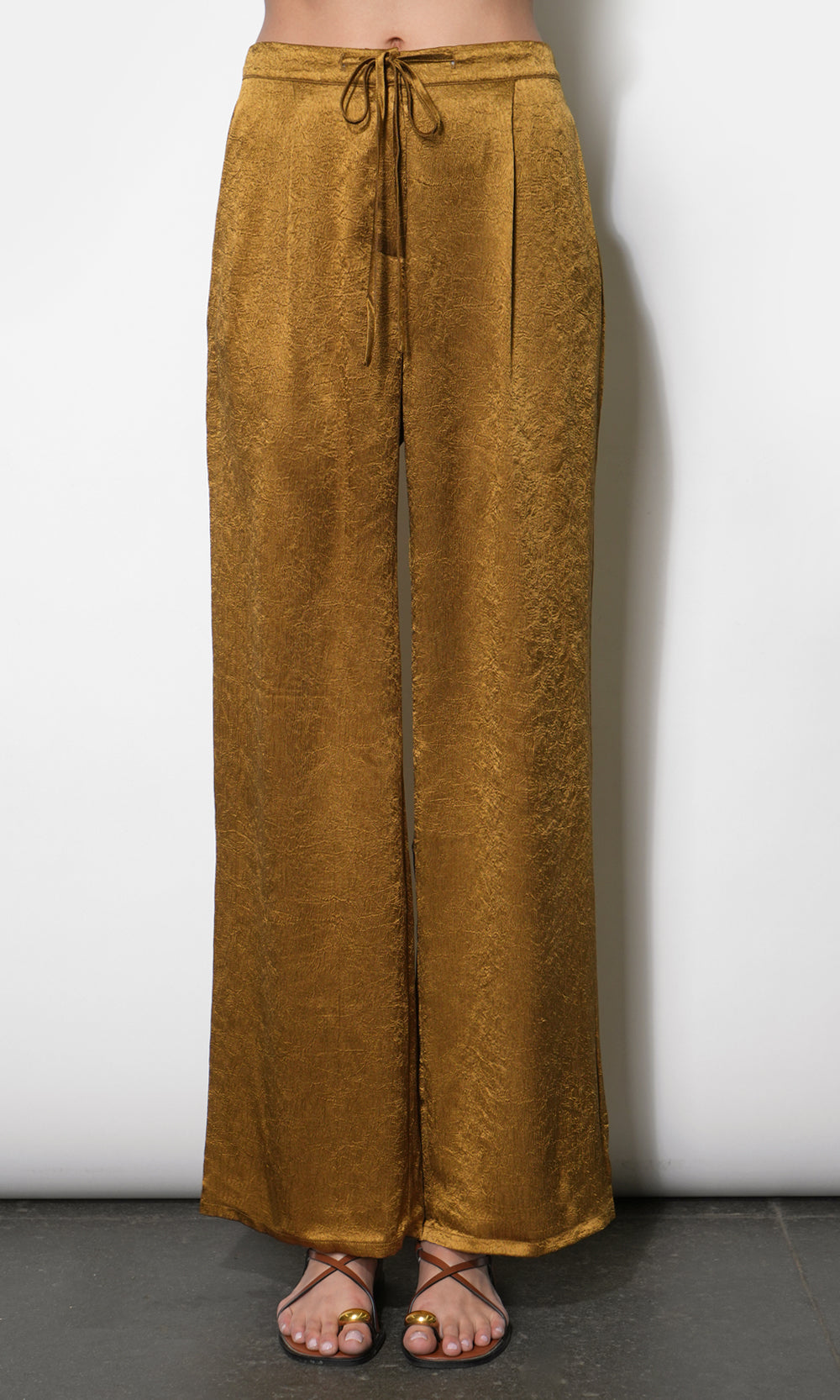 Nova Satin Drawstring Wide Leg Pants