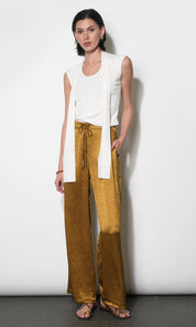 Nova Satin Drawstring Wide Leg Pants
