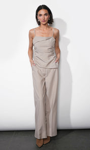 Acacia Fold Over Neck Cinched Waist Asymmetric Top