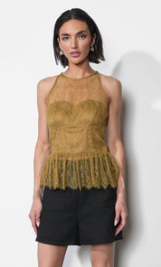 Flora Sheer Lace Over Lay Halter Top