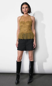 Flora Sheer Lace Over Lay Halter Top