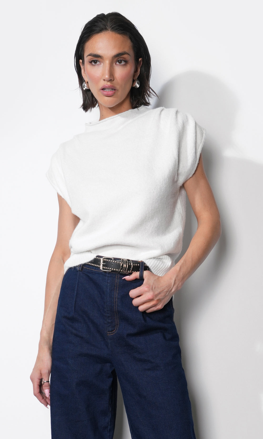 Arieta Sleeveless Funnel Knit Top