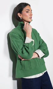 Mila Half Zip Up Cable Knit Sweater