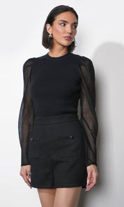 Honey Sheer Sleeve Sweater Top