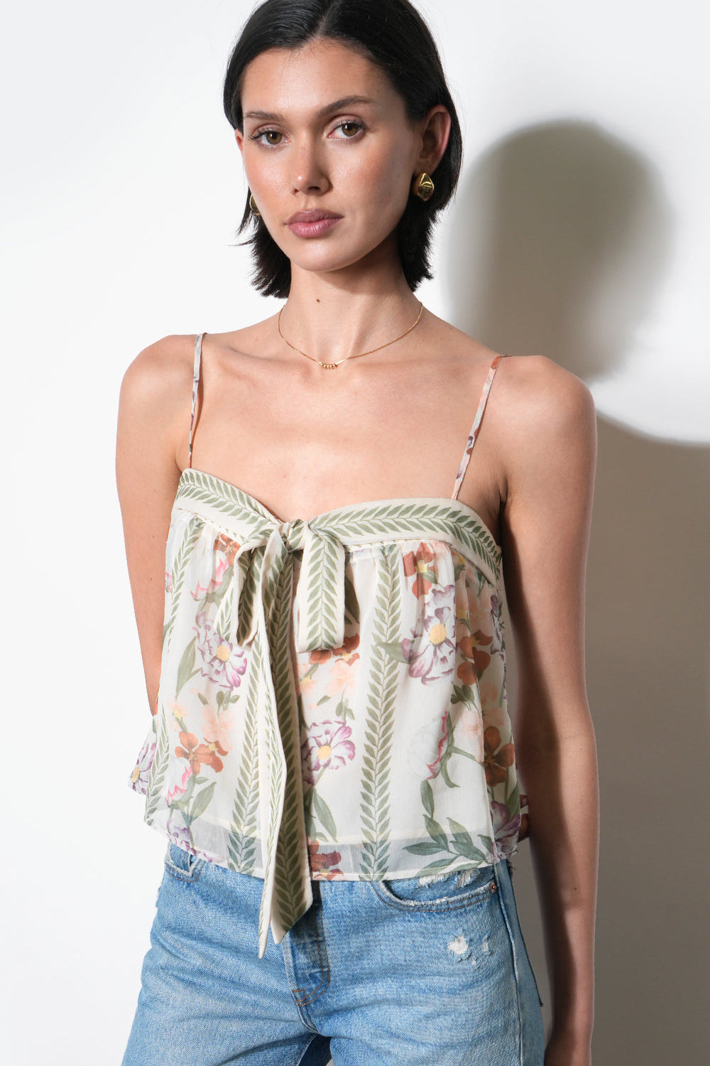 Taylor Tie Front Sleeveless Top
