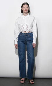 Finley Embroidered Hem Button Up Shirt