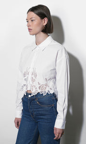 Finley Embroidered Hem Button Up Shirt