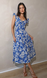 Daria Smocked Print Midi Dress