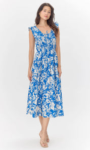 Daria Smocked Print Midi Dress