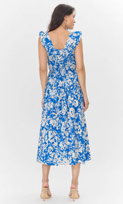 Daria Smocked Print Midi Dress